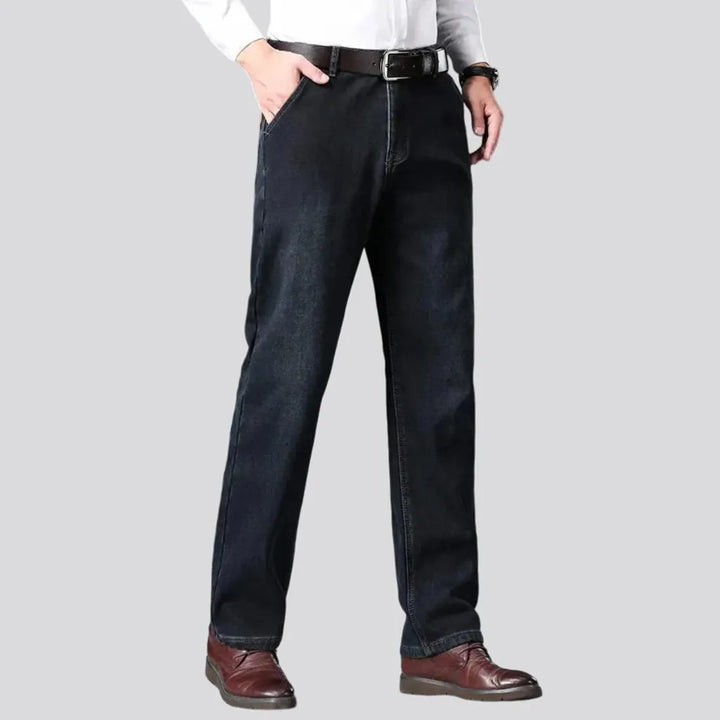 Abraded casual insulated men's jeans