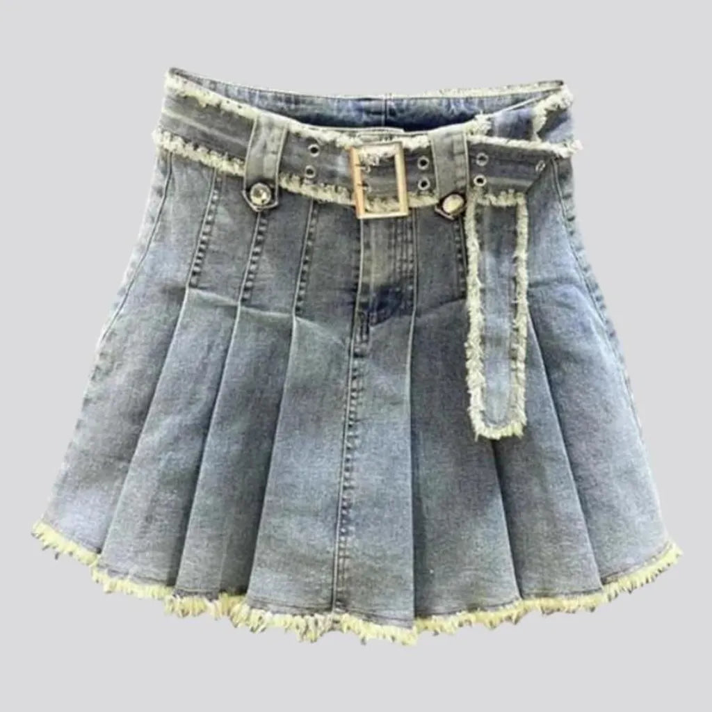 Raw-hem women's jeans skirt