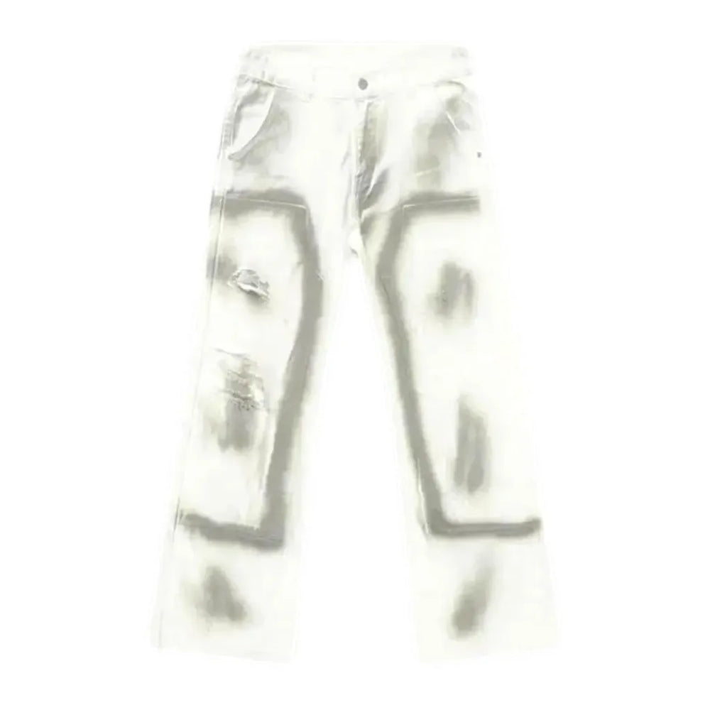 Colorful Loose Fit Men's Jeans - White