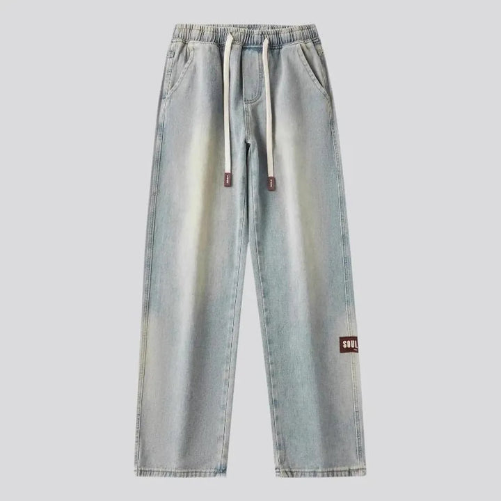 Fashionable light retro men's denim joggers