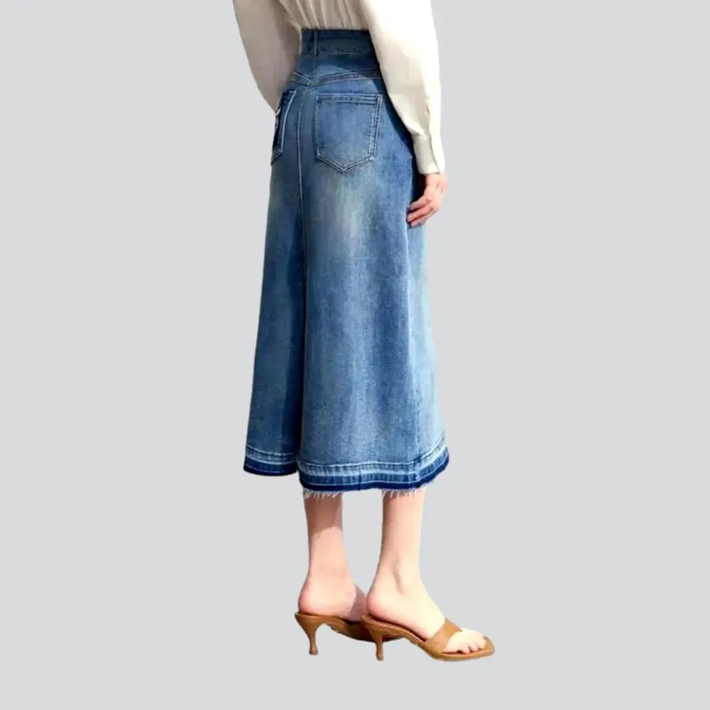 Fashionable maxi high rise jeans skirt