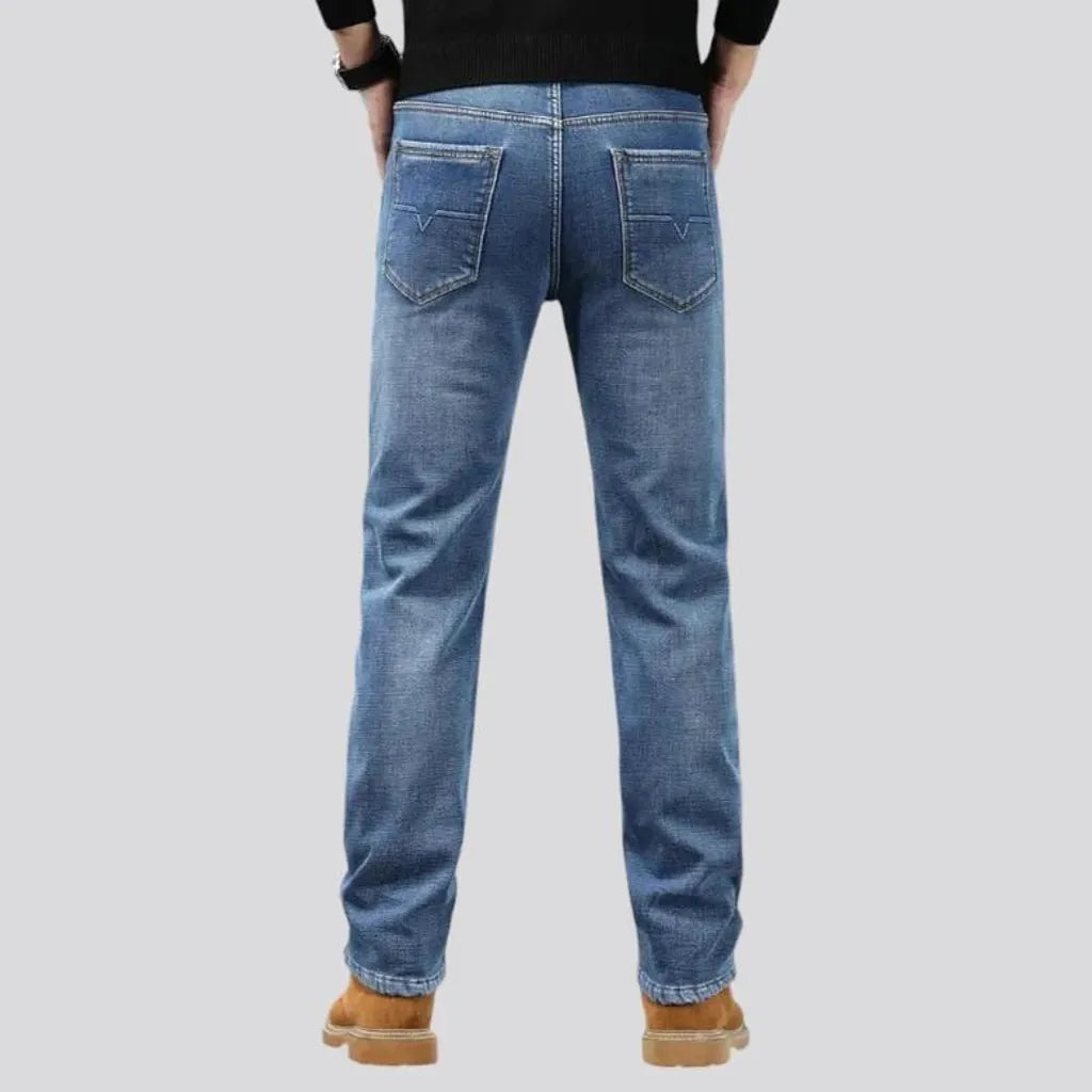 Stretchable abraded retro men's jeans