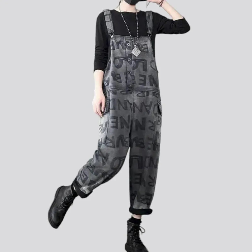 Baggy painted denim jumpsuit
 for ladies