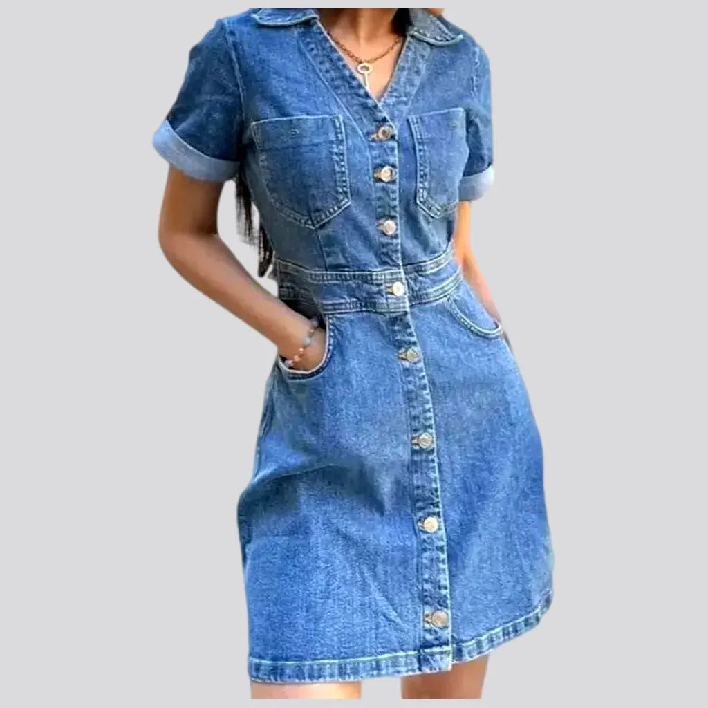 Casual mini denim dress