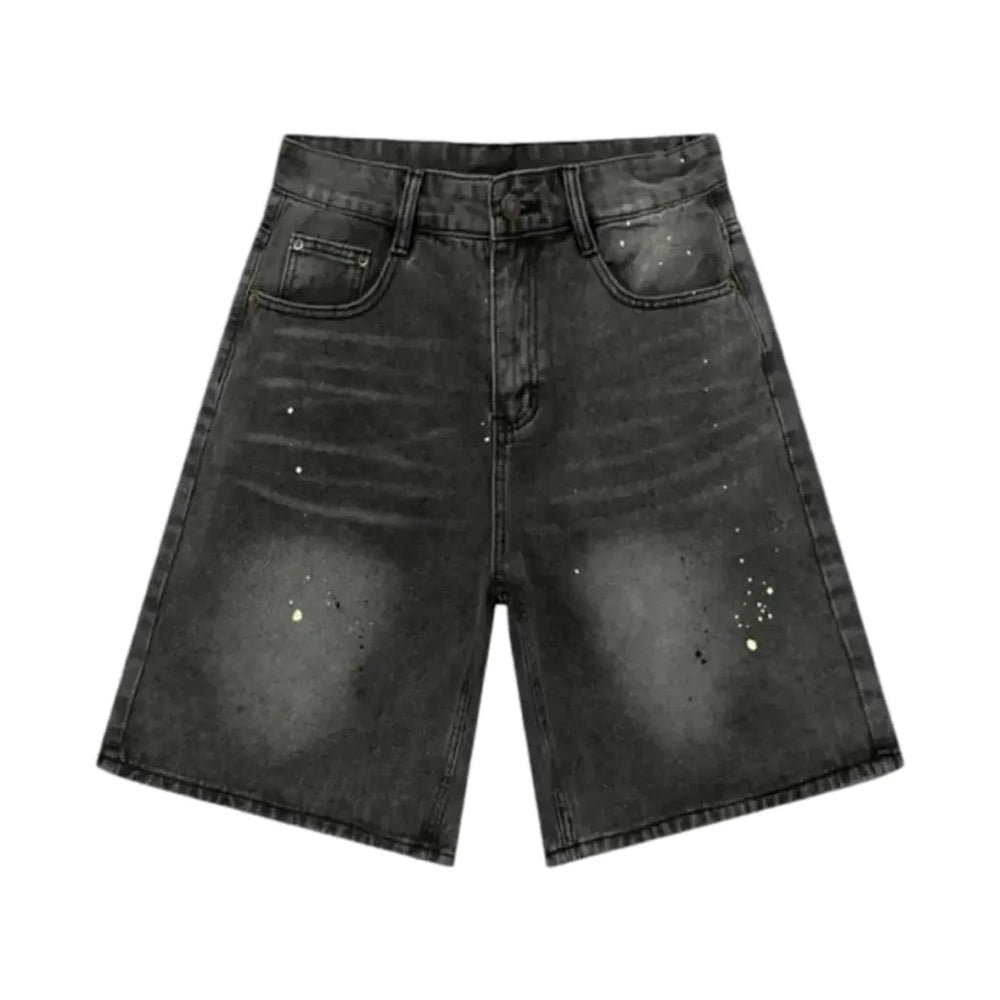 Boho Style Men's Denim Shorts - Black