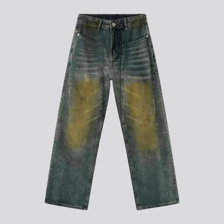 Sanded over dyed boho men's jeans