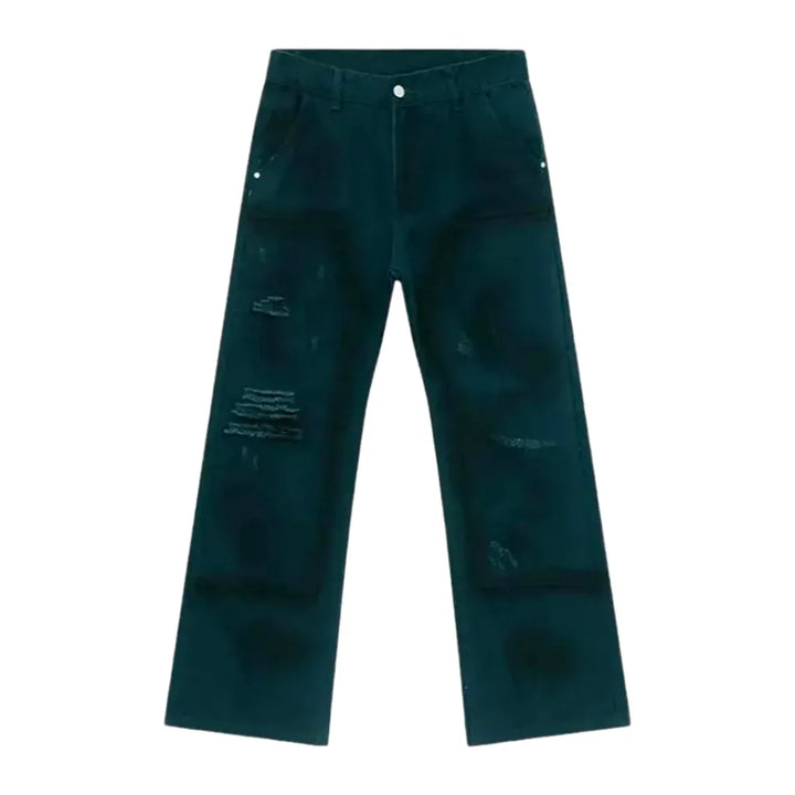 Mid Rise Straight Fit Street Denim for Men - Green