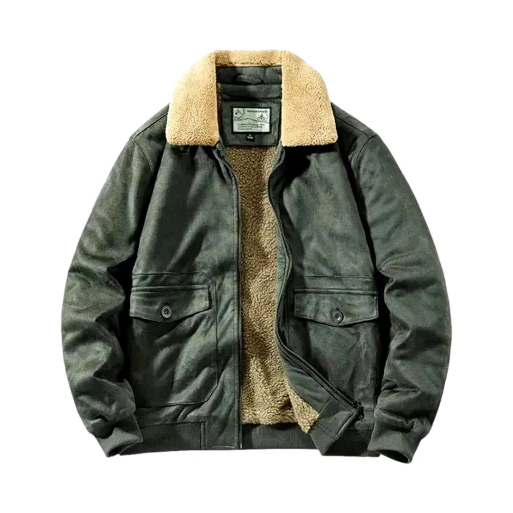 Casual Style Men's Jean Coat - Khaki