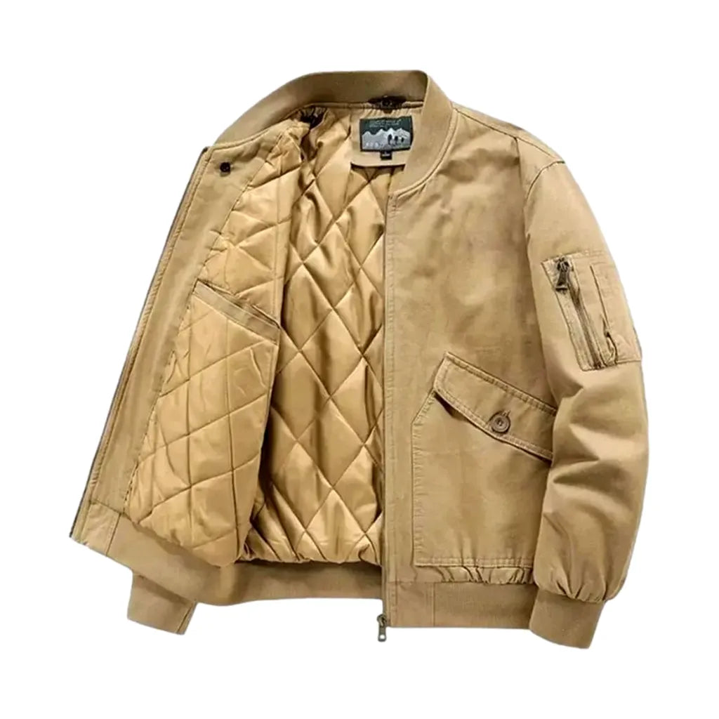 Casual Fit and Color Men's Jean Bomber Jacket - Sand