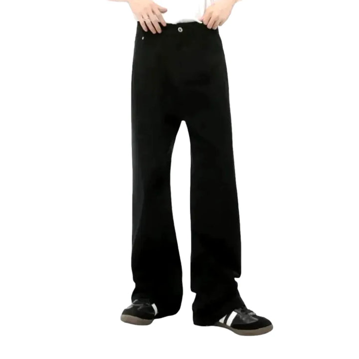 Monochrome Straight Cut Fashion Men's Jeans - Black