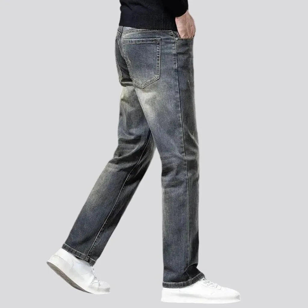 Abraded stretchable high waist men's jeans