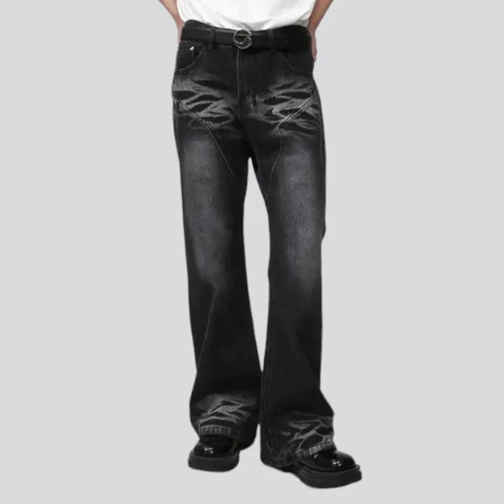 Sanded loose fit boho men's jeans