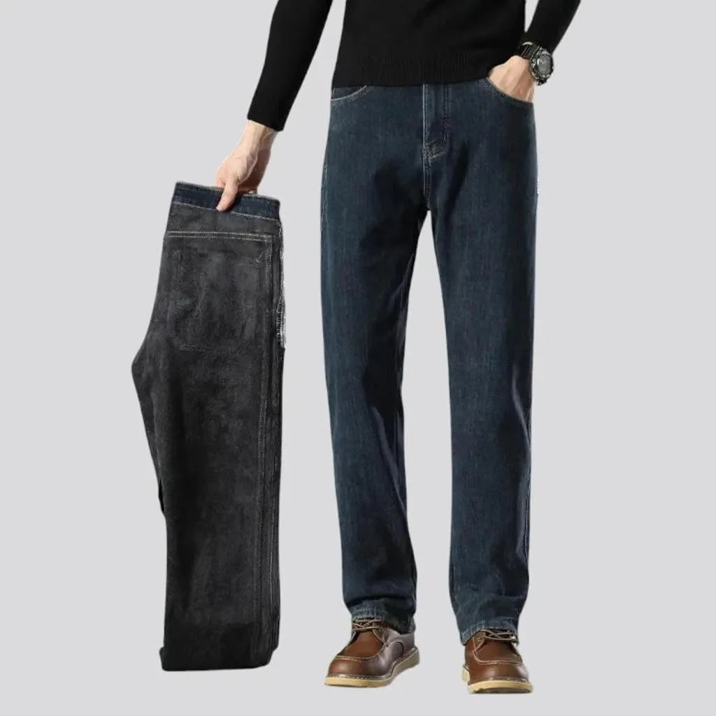 Stretchable casual dark men's jeans