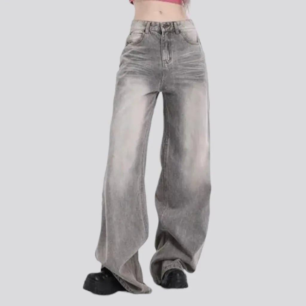 Grey women's mid-waist jeans | Jeans4you.shop