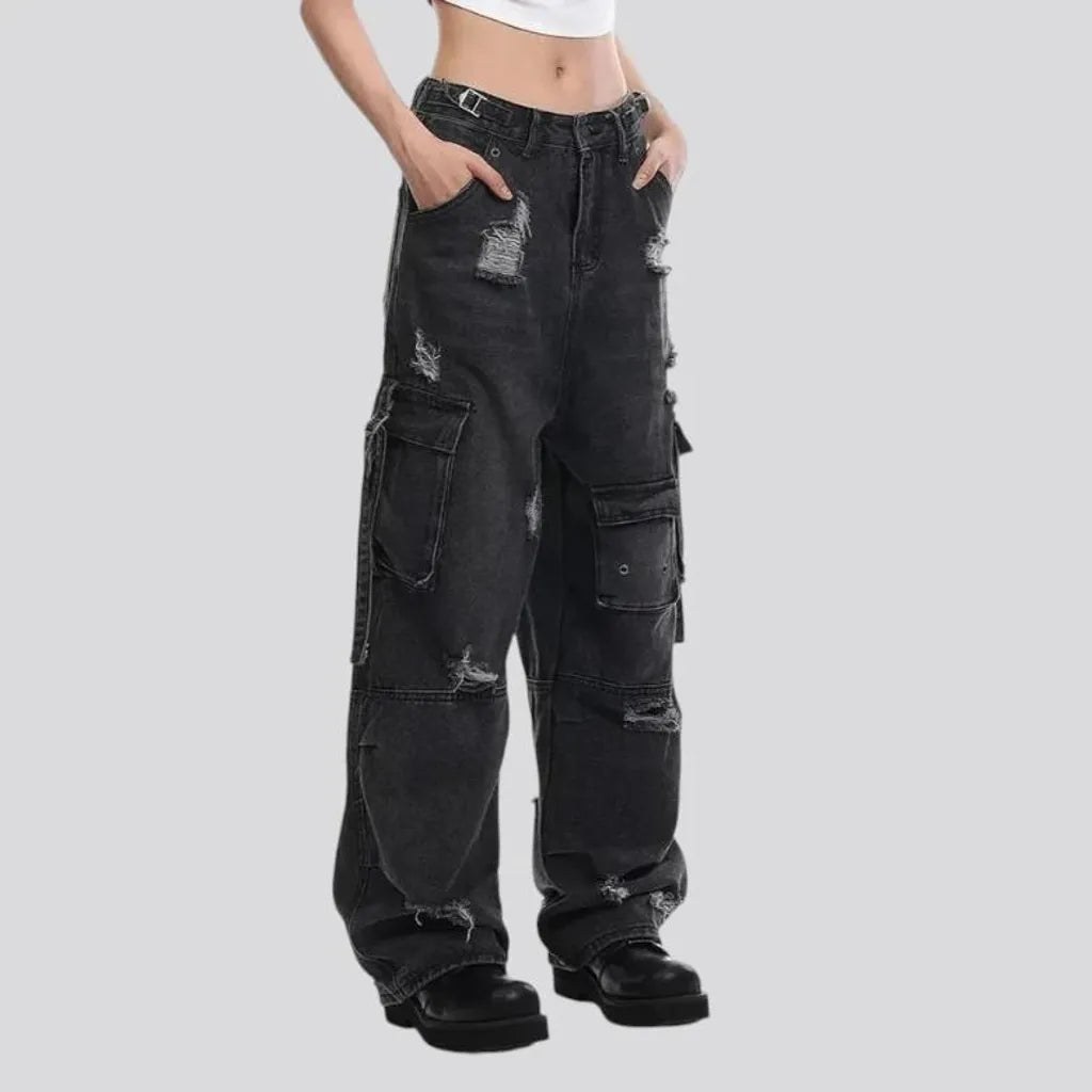 Baggy distressed grunge jeans for ladies