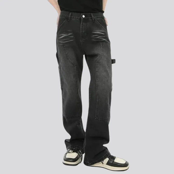 Fashion stonewashed mid-rise men's jeans