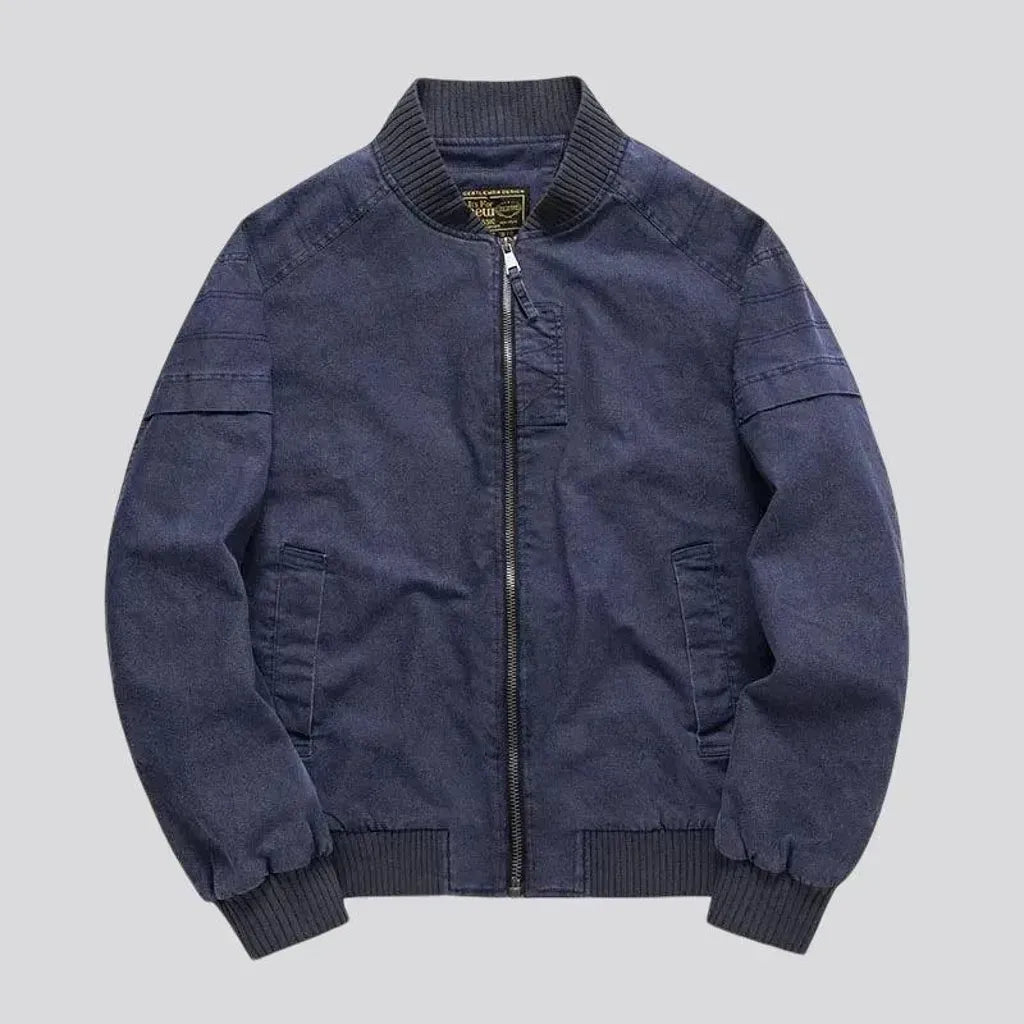 Casual men's denim bomber jacket