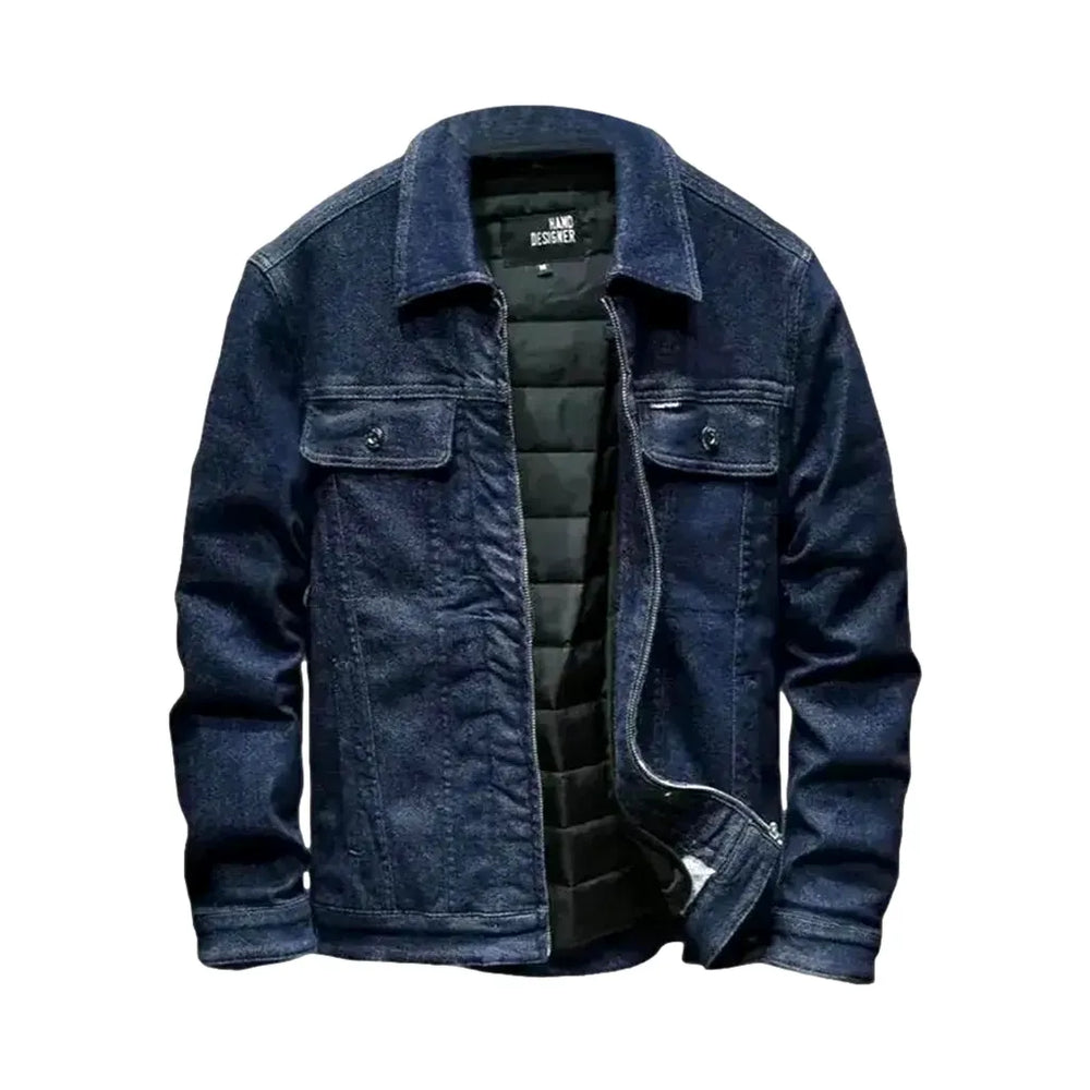 Casual 90s Men's Denim Jacket - Dark Blue