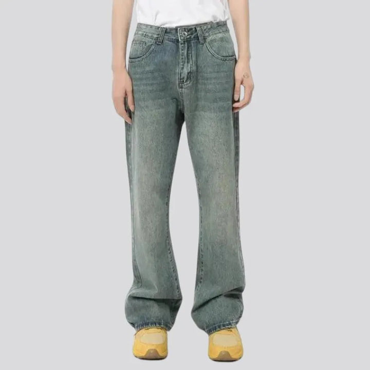 90s fashion roomy sanded men's jeans