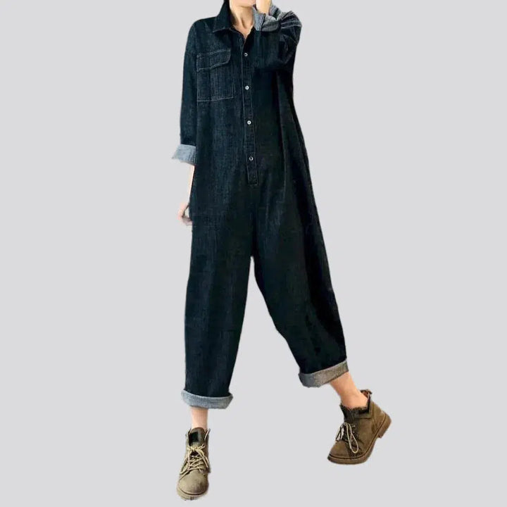 Loose denim women's jumpsuit overall