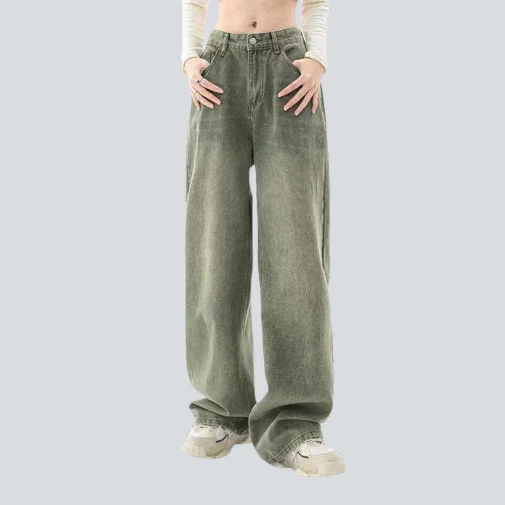 Pale green vintage baggy jeans