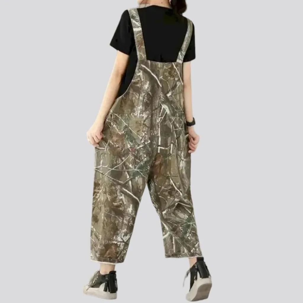 Painted sand-hue jean jumpsuit
 for ladies