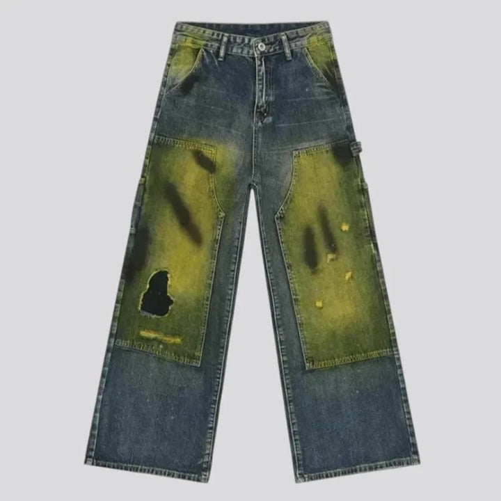 Sanded vintage carpenter-loops men's jeans