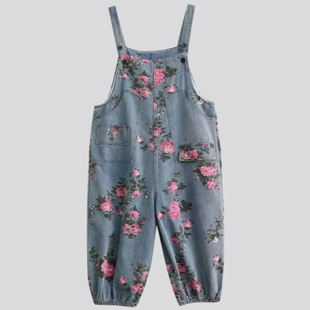 Floral women's jeans overall