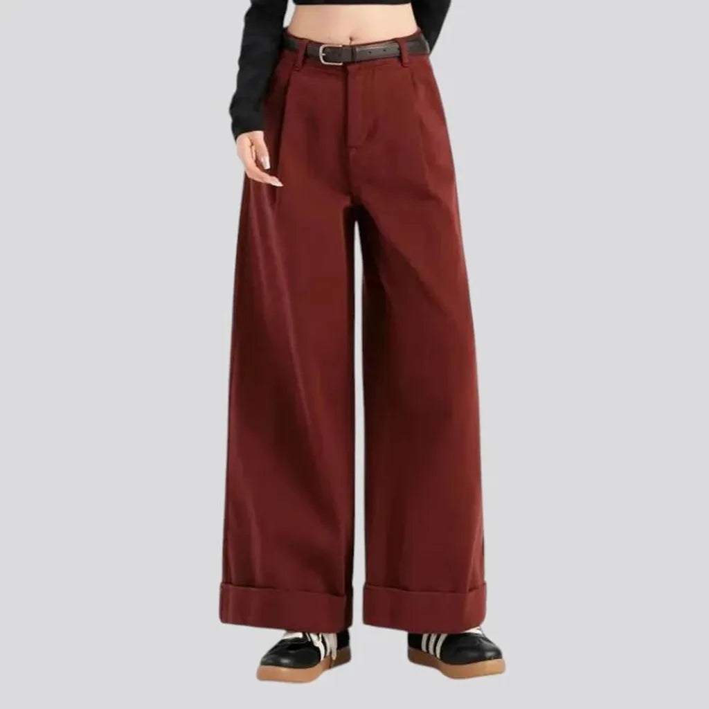 High-waist baggy fit denim pants for women