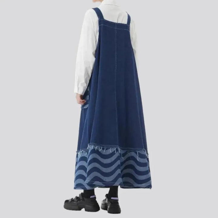 Mixed-fabrics women's denim dress
