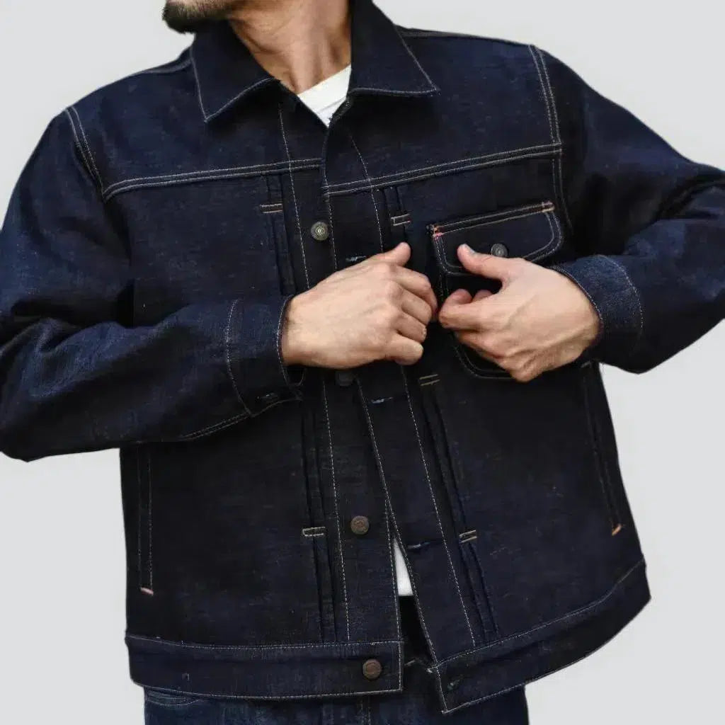 Regular self-edge men's jean jacket