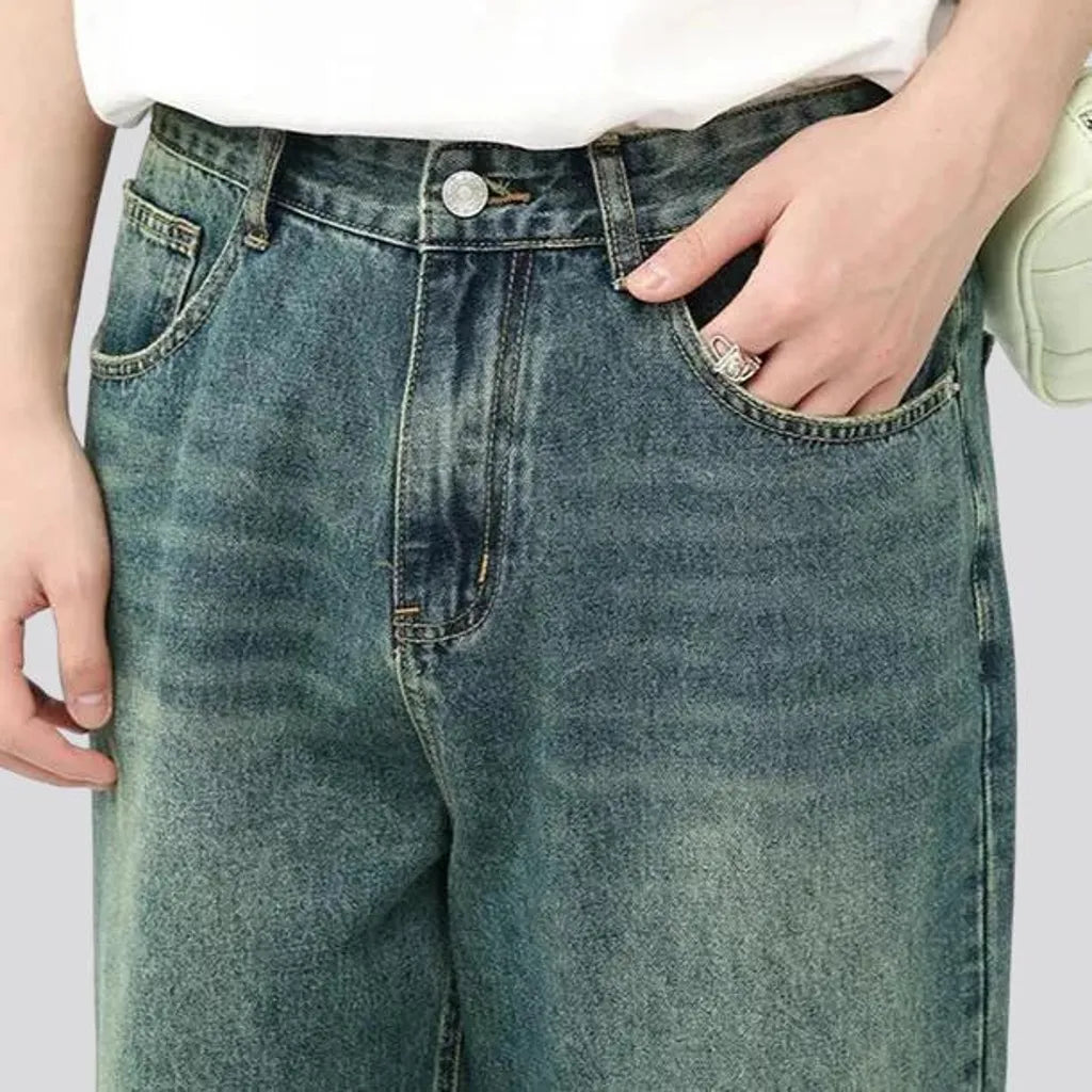 Whiskered baggy boho jeans for men