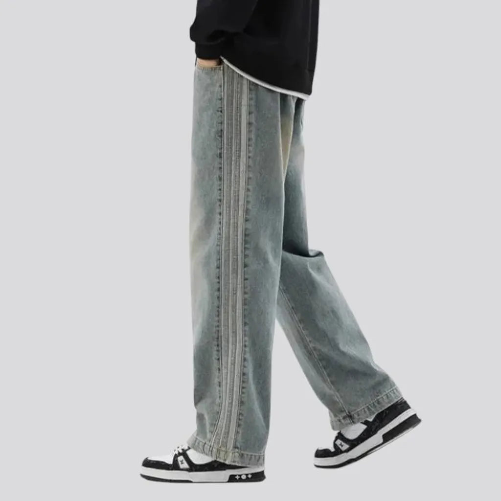 Faded wash and 90s style men's denim joggers