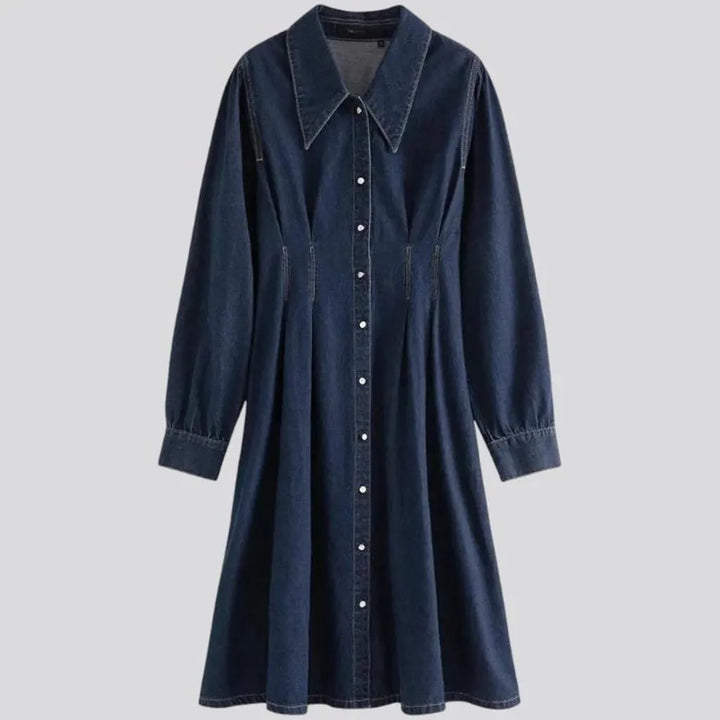 Classic dark a line denim dress