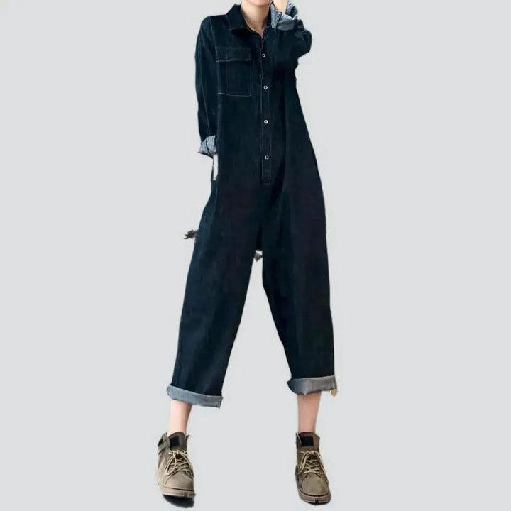 90s dark denim overall
 for women