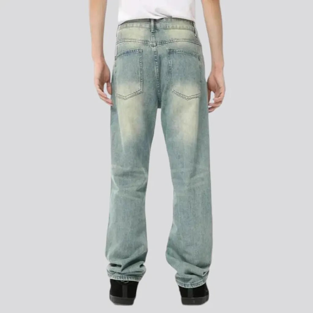 Boho style straight fit men's jeans