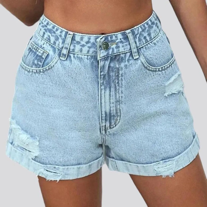 Straight jeans shorts
 for women