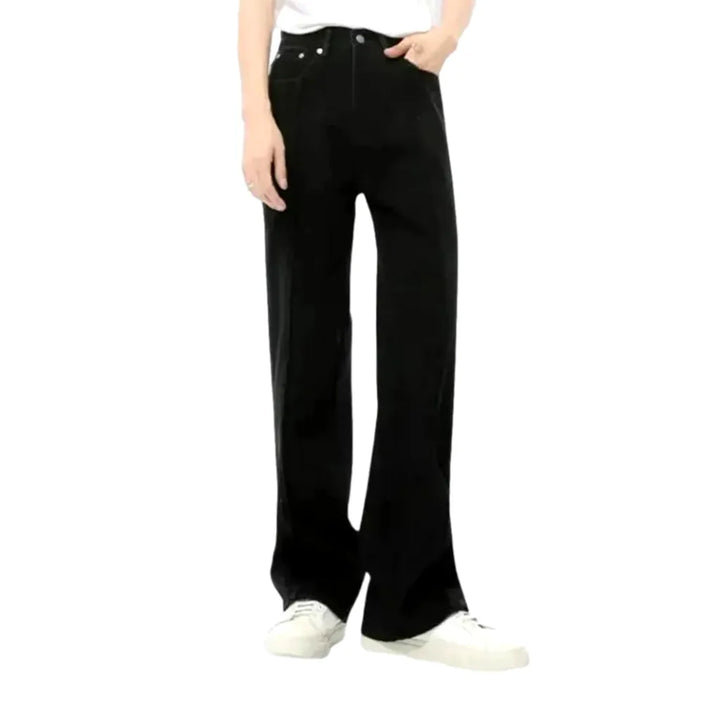 Vintage Look Medium Rise Men's Jeans - Black