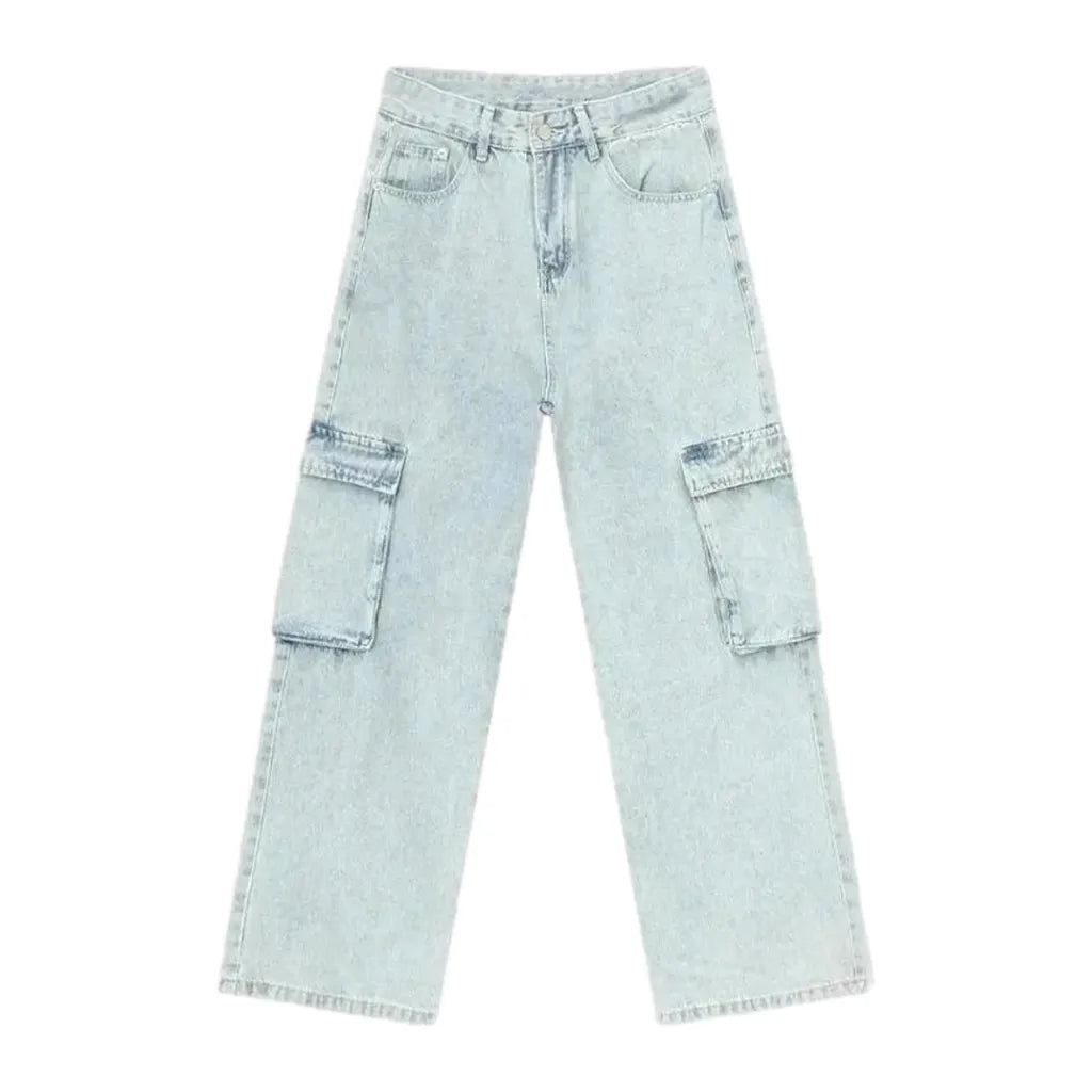 Stylish Bleached Fashion Men's Jeans - Light Blue