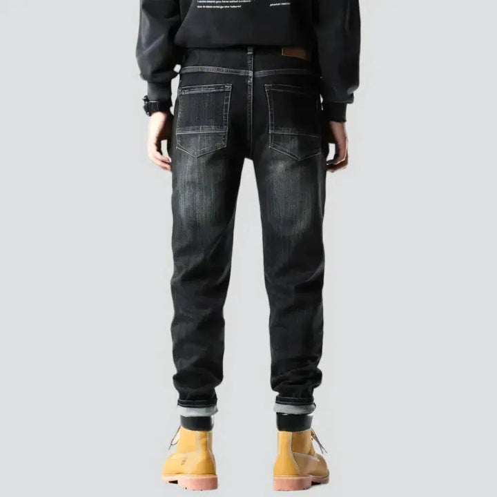 Black men's tapered jeans