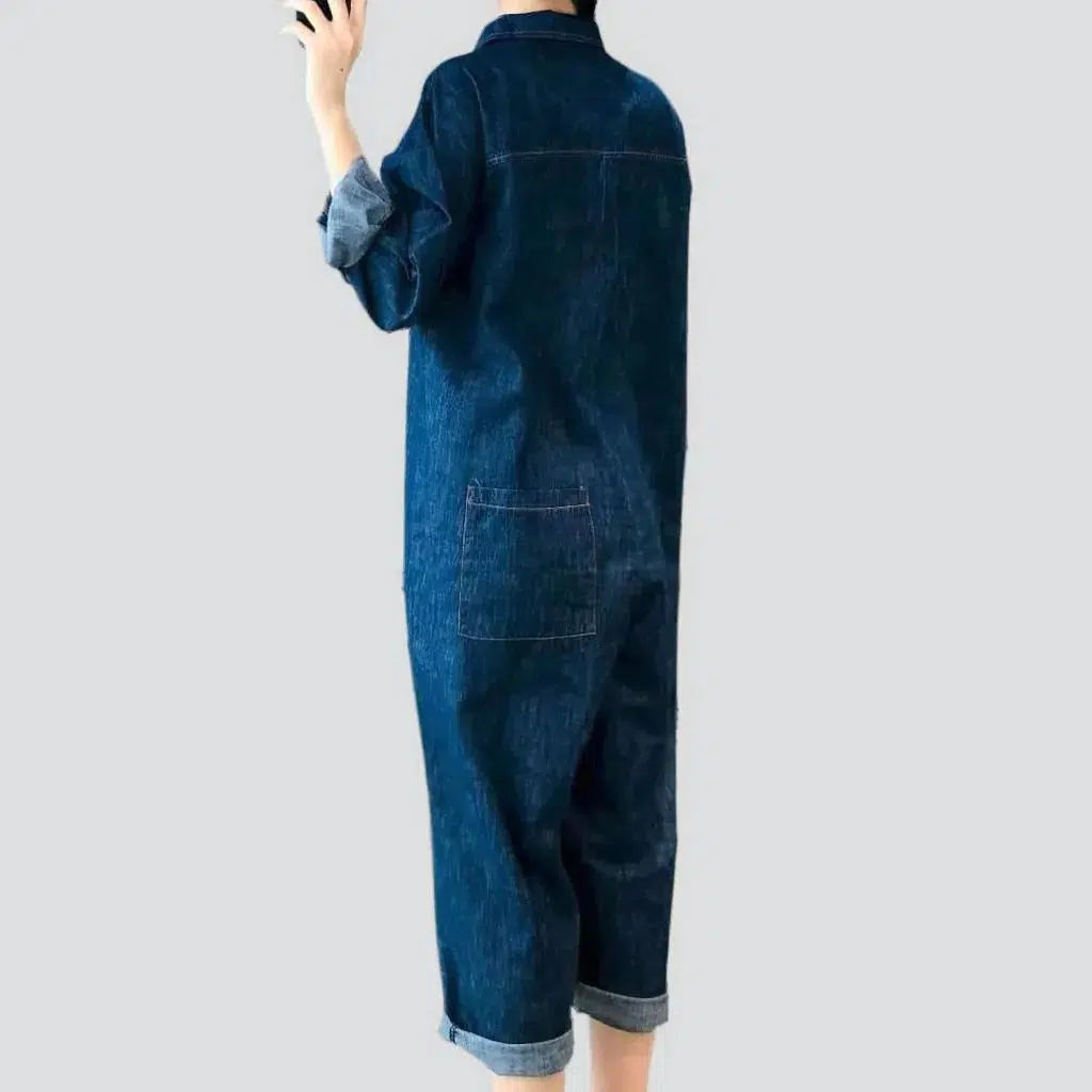 90s dark denim overall
 for women