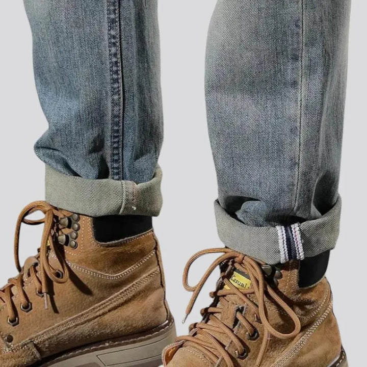 Casual retro rolled cuffs men's jeans