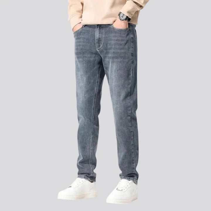 Stretchable mid-waist men's jeans