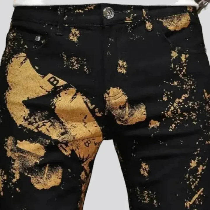Golden-stains men's jeans