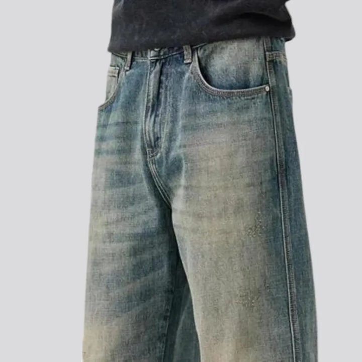 Whiskered baggy vintage men's jeans