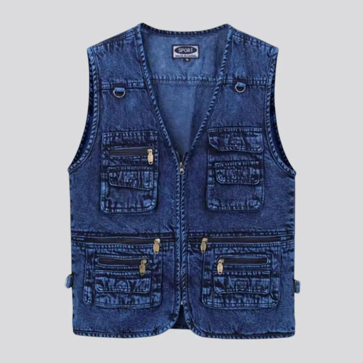 Regular fit vintage work worker men's denim vest