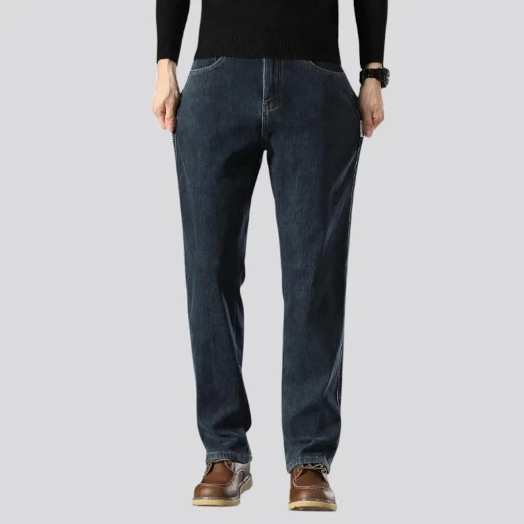 Stretchable casual dark men's jeans