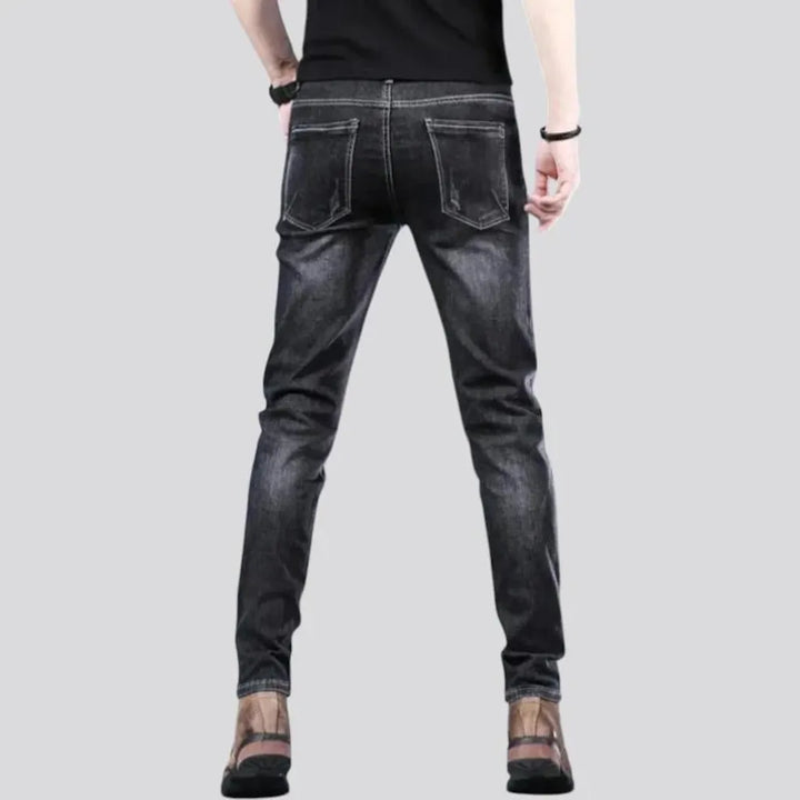 Fitted mid rise elastic men's jeans