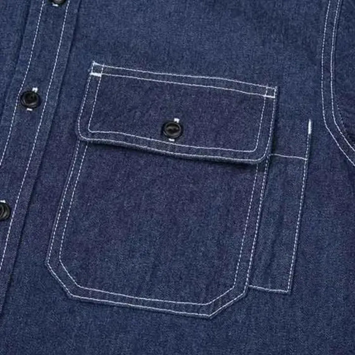 Regular fit chambray men's denim shirt