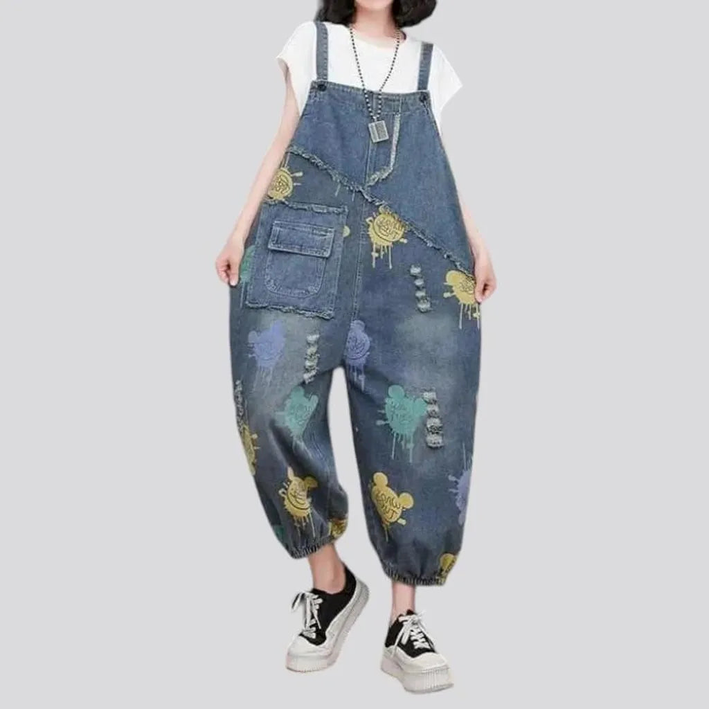 Stylish women's painted jeans dungaree